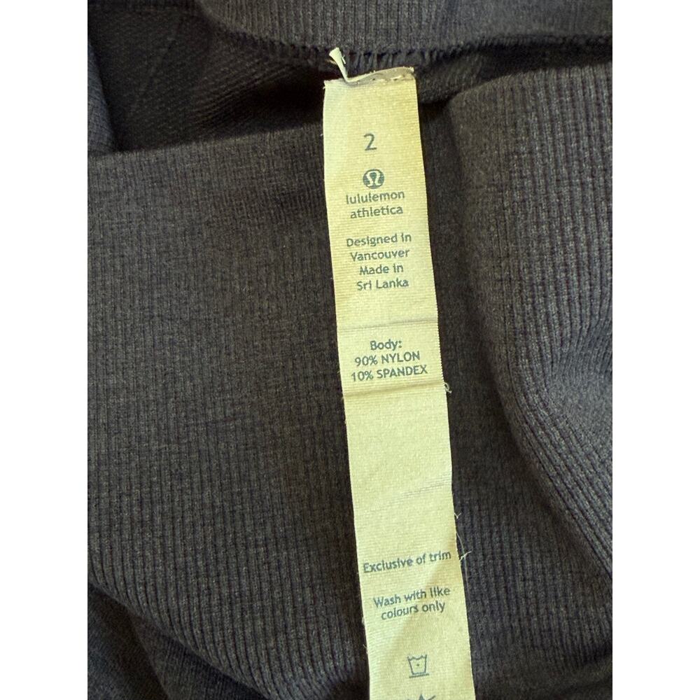 Lululemon In The Flow Crop II Leggings Heathered Navy Blue Ruched Capri Sz 2 - Picture 7 of 7